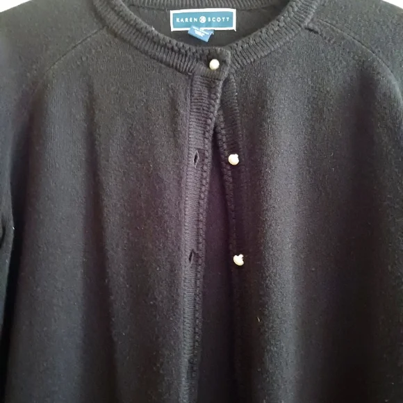 Karen Scott Classic Black Button-Up Cardigan - Picture 4 of 5
